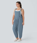 Sangle Réglable Bouton Plusieurs Poches Plissé Gaufré Casual Grande Taille Salopette