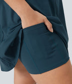 Robe longue de danse évasée à dos ouvert avec torsade grandes tailles et short intégré - Édition Easy Peasy