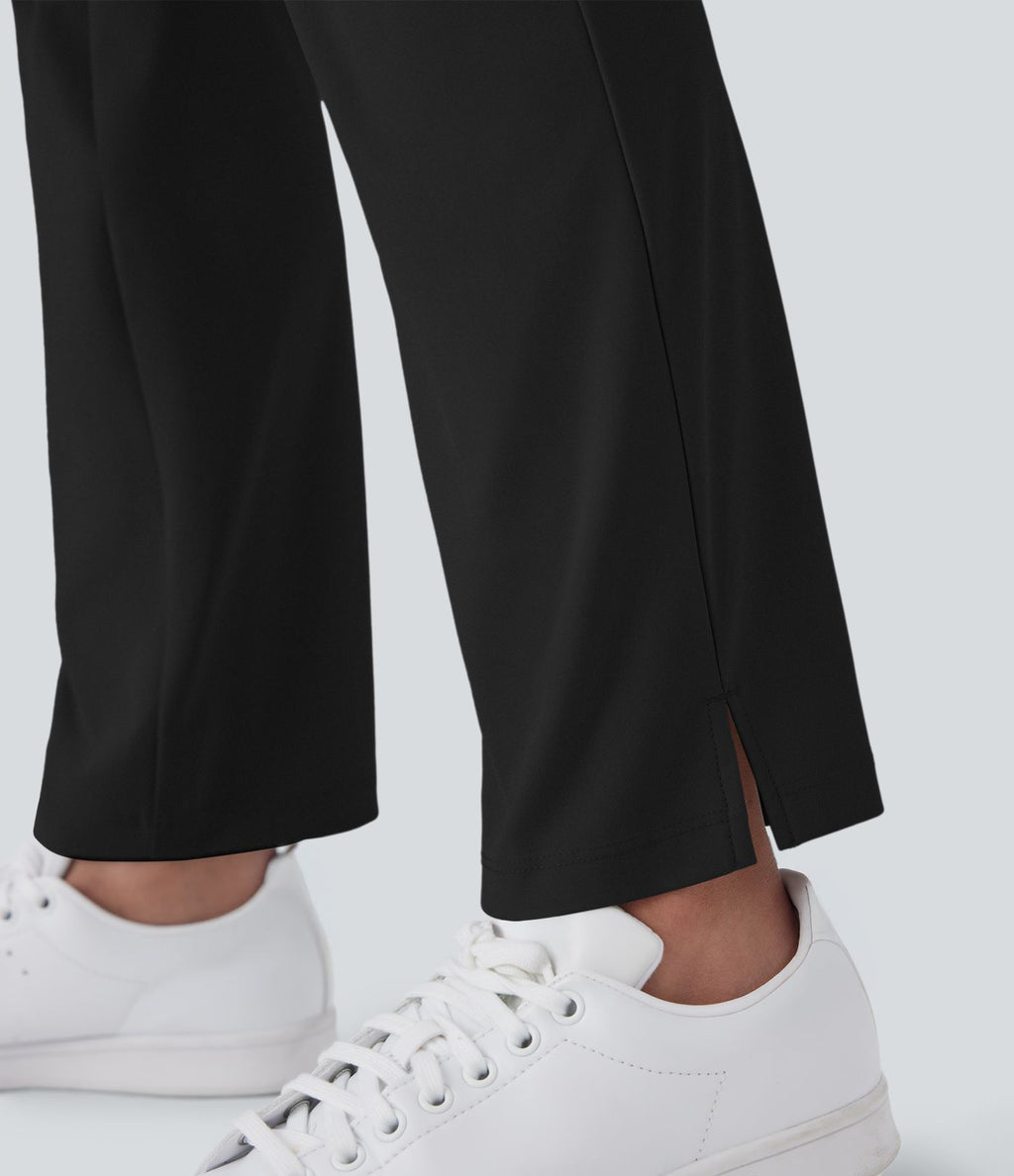 Pantalon de golf taille moyenne à séchage rapide avec multiples poches, fentes et coupe fuselée-Poche pour tee de golf-UPF40+