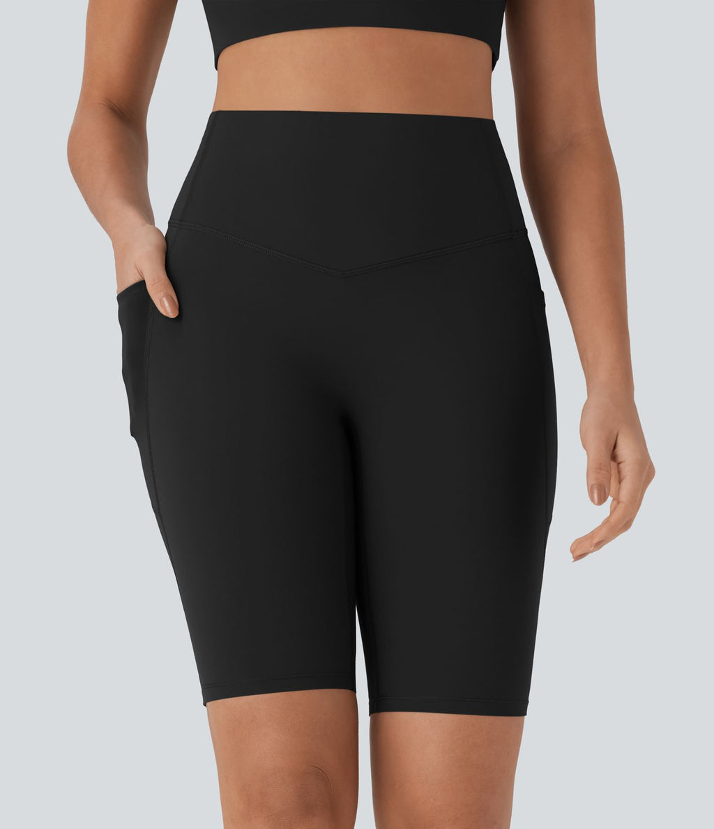 Short cycliste 22,8 cm d'entraînement gainant taille haute avec poches Halara UltraSculpt™