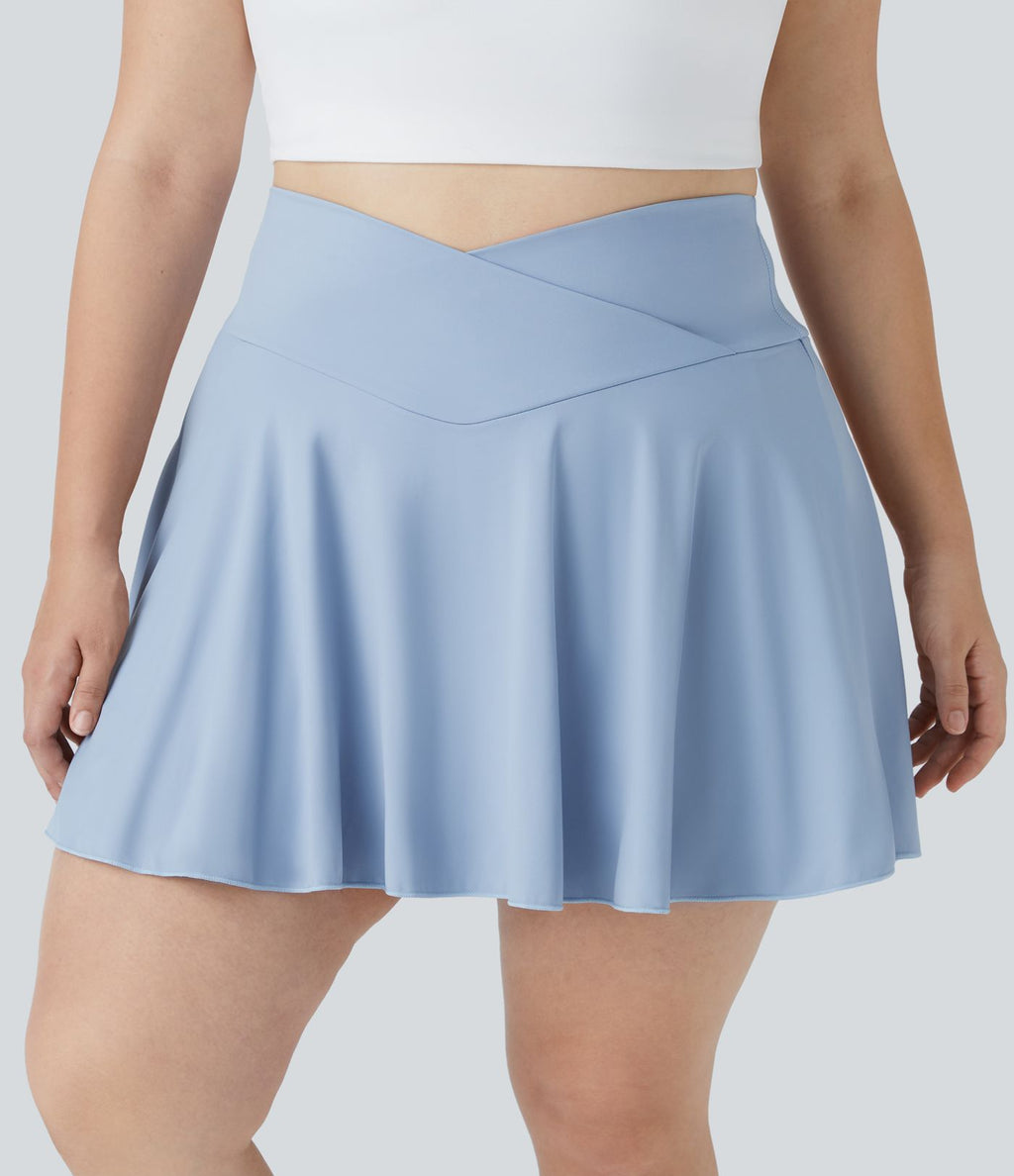 Jupe de tennis SoftlyZero™ Airy confortable 2-en-1 à taille haute croisée avec poches latérales, coupe évasée grande taille effet frais InstantCool, protection solaire UPF50+