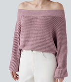 Pull épaules dénudées à manches longues