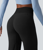 Pantalon de yoga droit Halara UltraSculpt™ taille haute gainant avec effet scrunch et poches