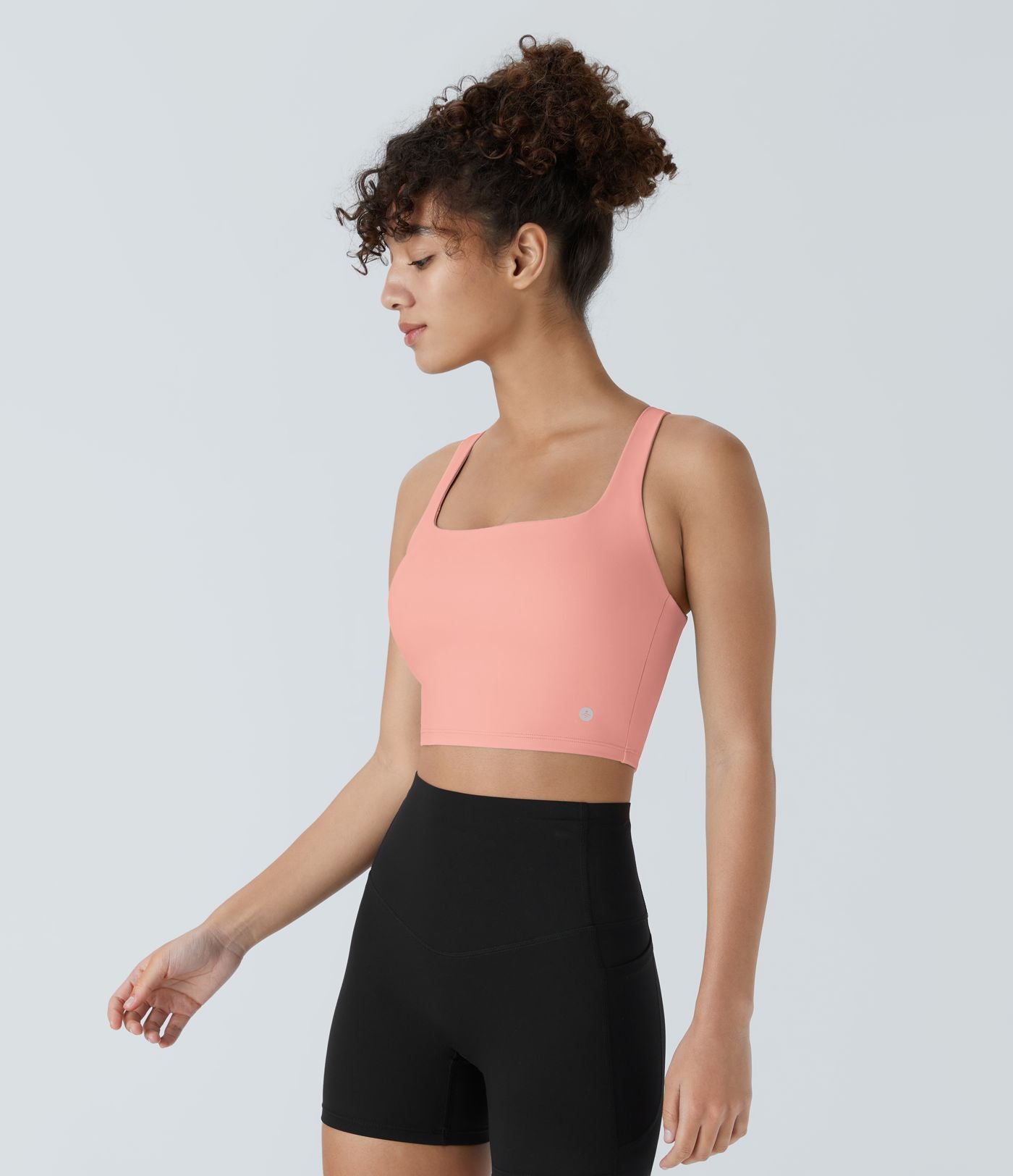 Débardeur yoga court SoftlyZero™ Airy col carré dos nu bretelles croisées effet frais InstantCool, bonnets A-C, protection solaire UPF50+