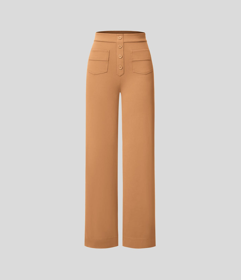 Pantalon taille haute coupe droite DayStretch avec poches