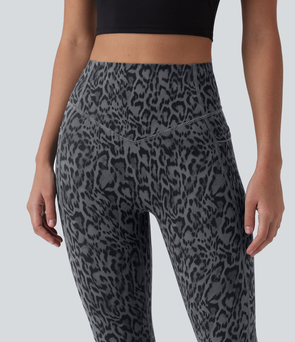 Legging d'entraînement taille haute gainant effet push-up imprimé léopard Halara UltraSculpt™ avec poches