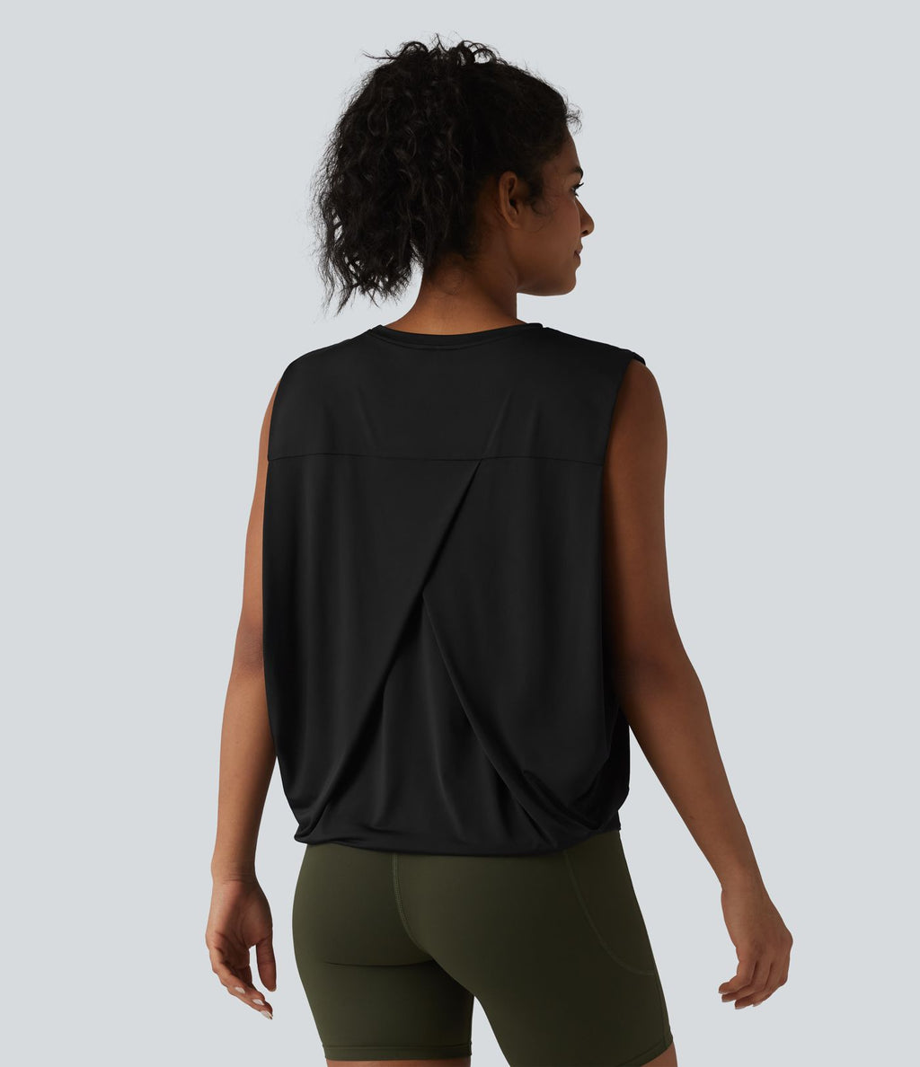 Débardeur de yoga col rond croisé effet frais InstantCool, protection solaire UPF50+