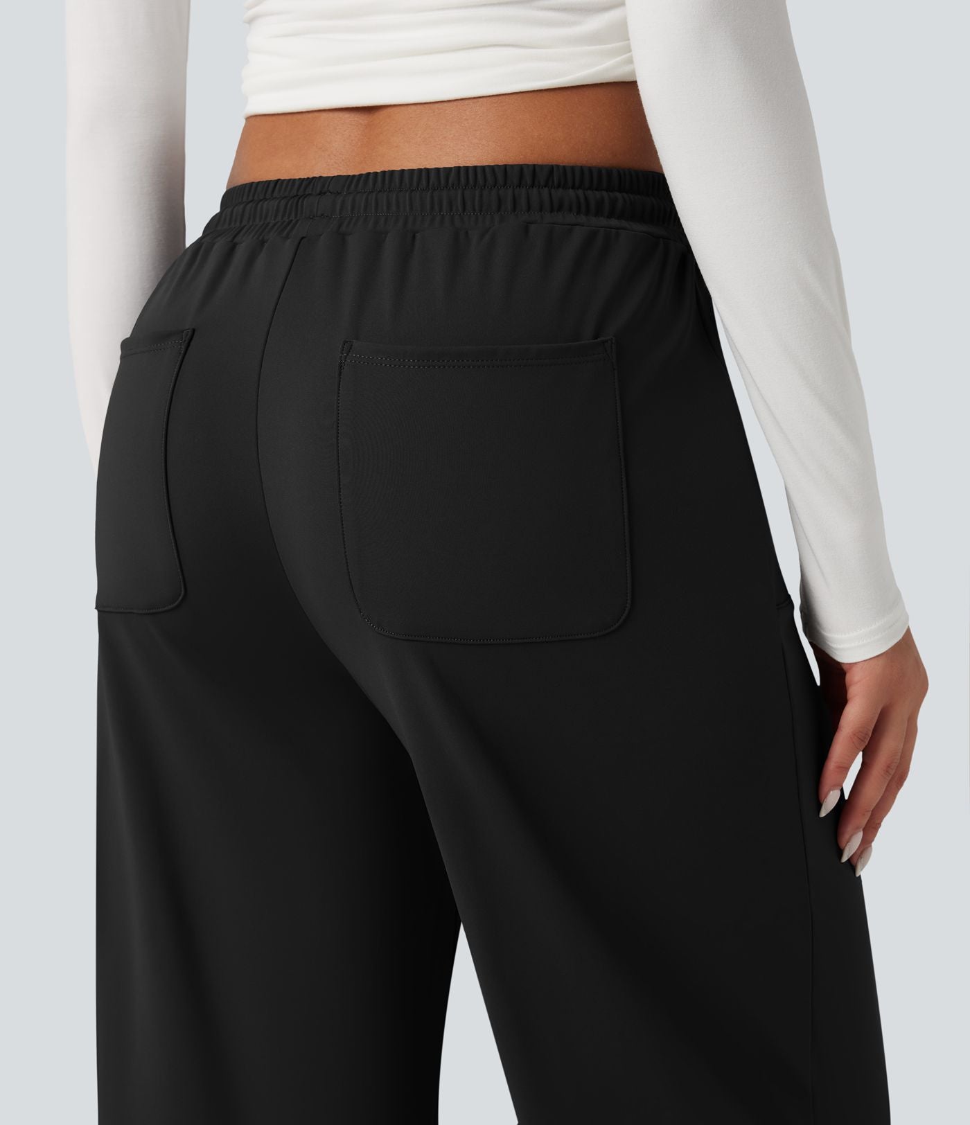 Pantalon tailleur large taille moyenne avec cordon de serrage Halara Flex™ DayStretch avec poches