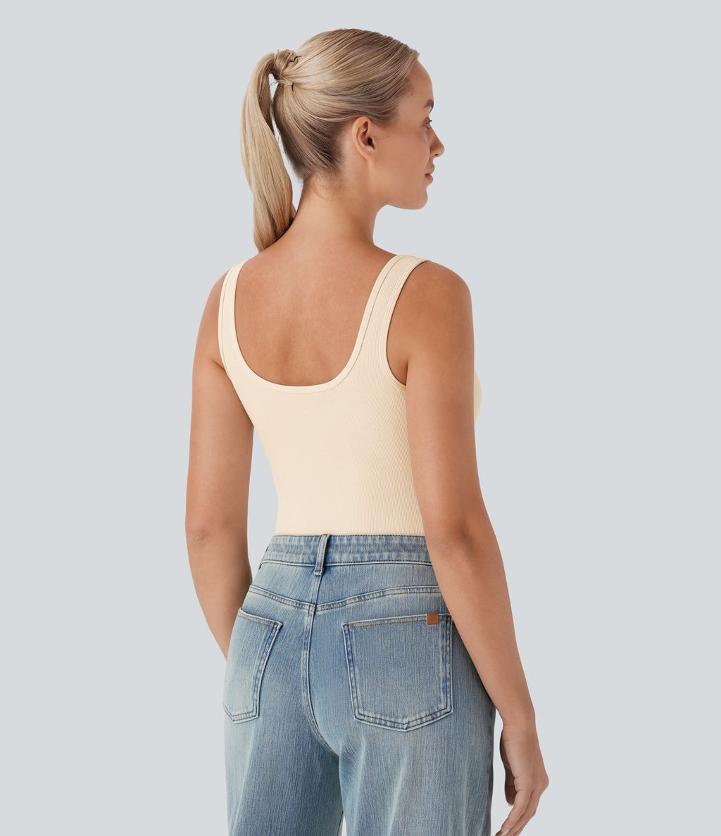 Body casual côtelé col U bretelles jambe ajustables - Easy Peasy