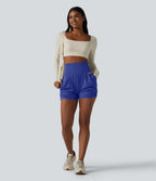 Short de yoga SoftlyZero™ Airy taille haute froncé effet frais InstantCool 7,5 cm avec poches