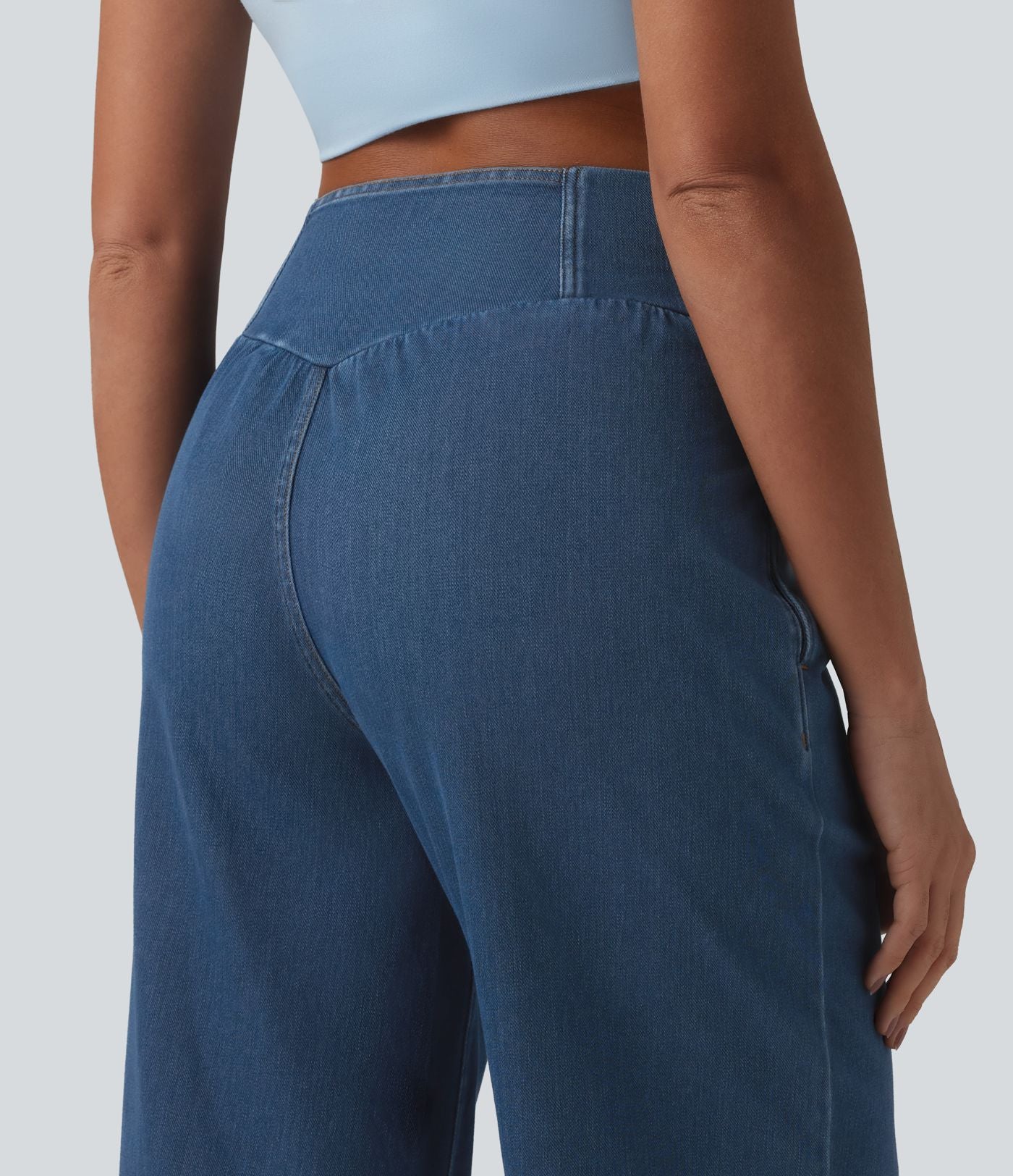 Halara Flex™ Jogging décontracté en denim taille mi-haute croisé avec cordon de serrage et poches