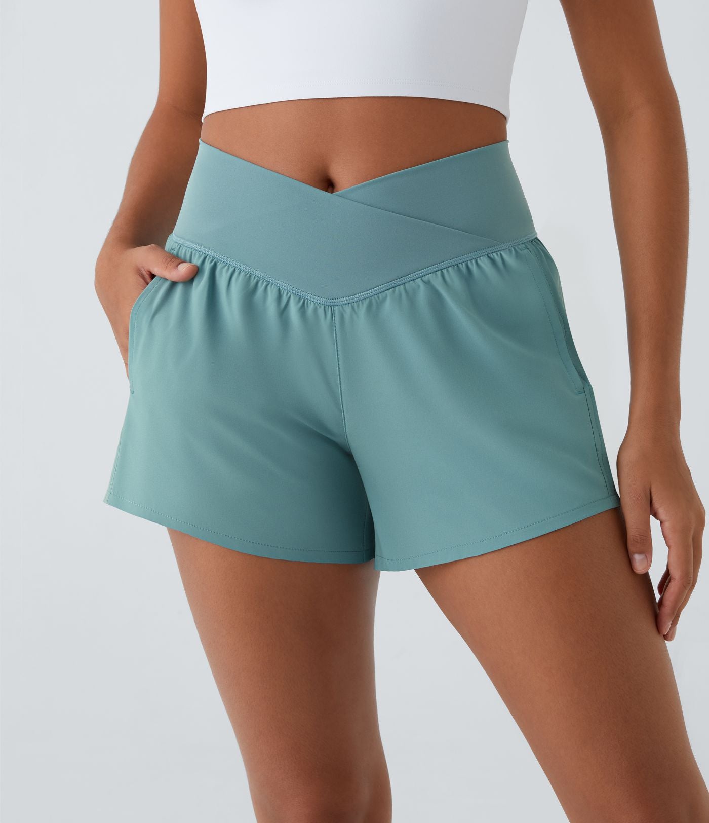 Breezeful™ Shorts 10cm Yoga Séchage Rapide 2 en 1 Taille Haute Poches Latérales Croisées