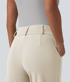 Halara Flex™ Pantalon tailleur fuselé taille haute en tissu gaufré avec poches