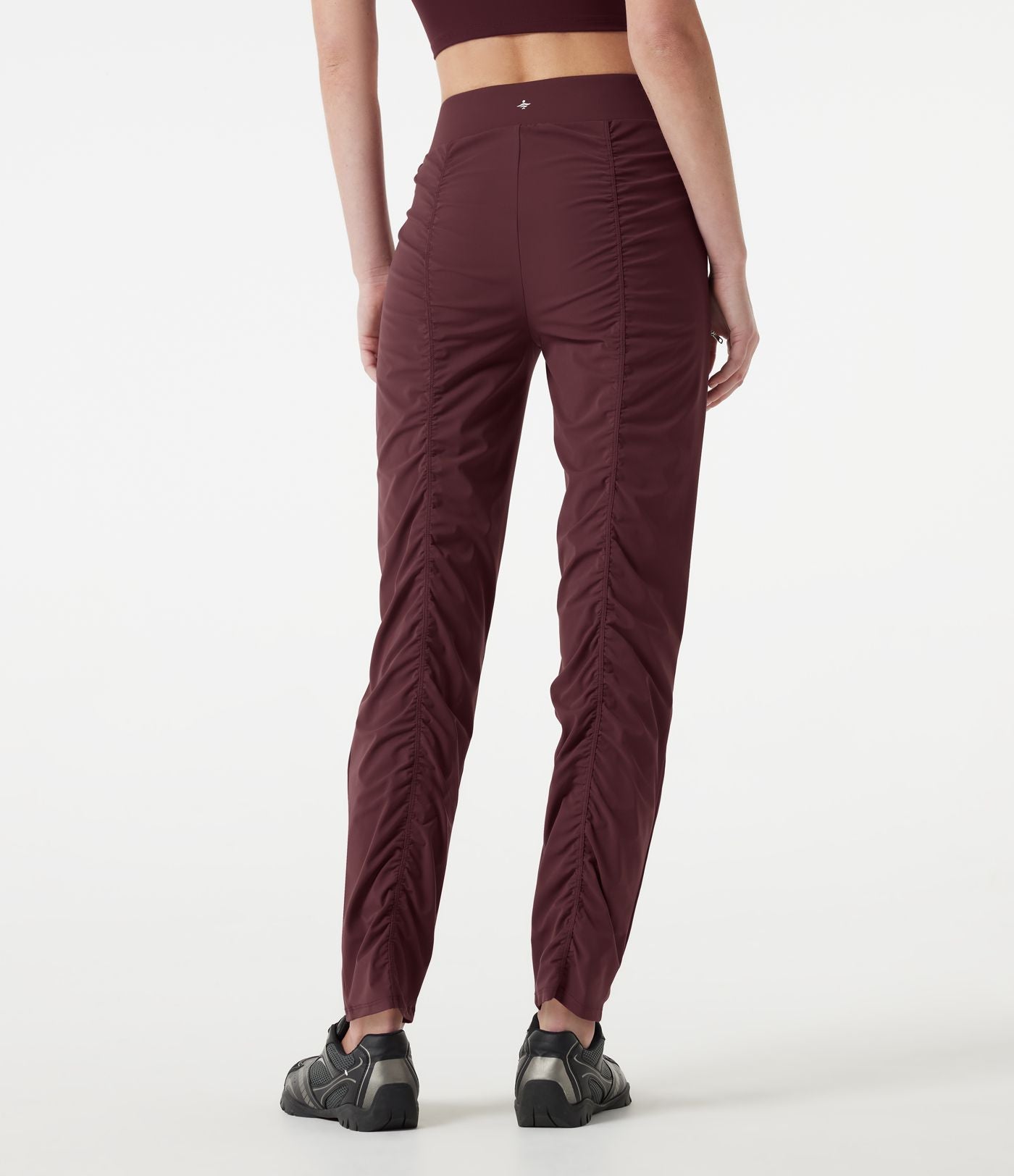 Pantalon slim de running taille haute à séchage rapide avec fronces et poches