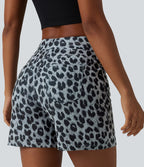 Short ample taille haute en tissu gaufré imprimé léopard 12,5 cm avec poches