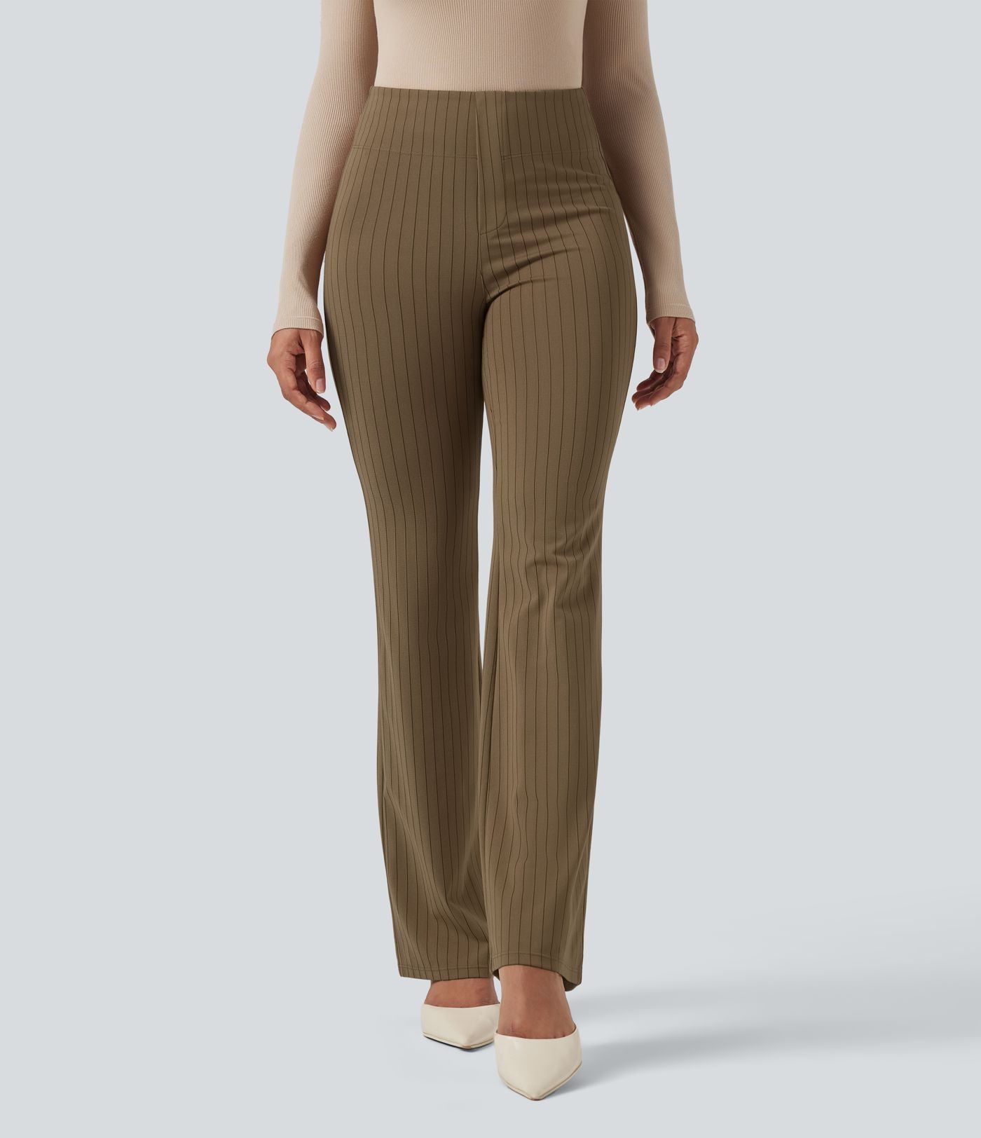 Halara Flex™ Pantalon tailleur évasé à rayures taille haute avec poches