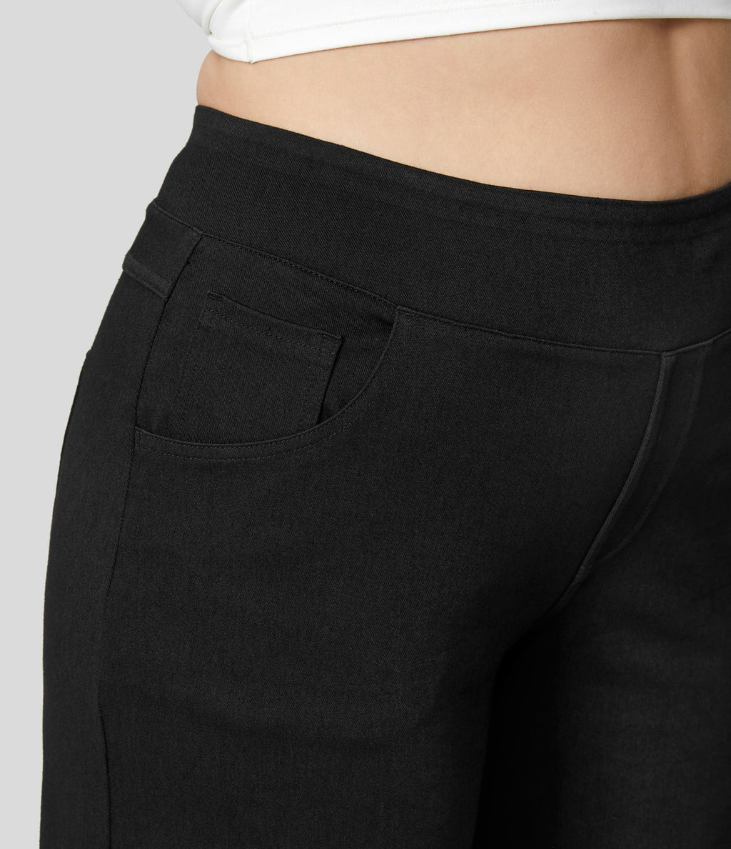 Halara Flex™ High Waisted Multiple Pockets Wide Leg Loose Stretchy Knit Casual Plus Size Jeans
