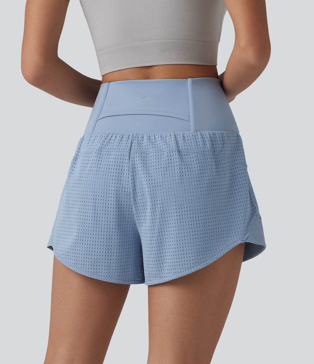 Short de yoga 2-en-1 gainant taille haute à œillets avec poche — 6,5 cm