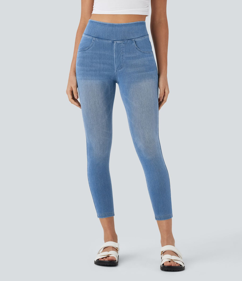 Leggings 7/8 décontractés en denim taille haute avec poches Halara Flex™