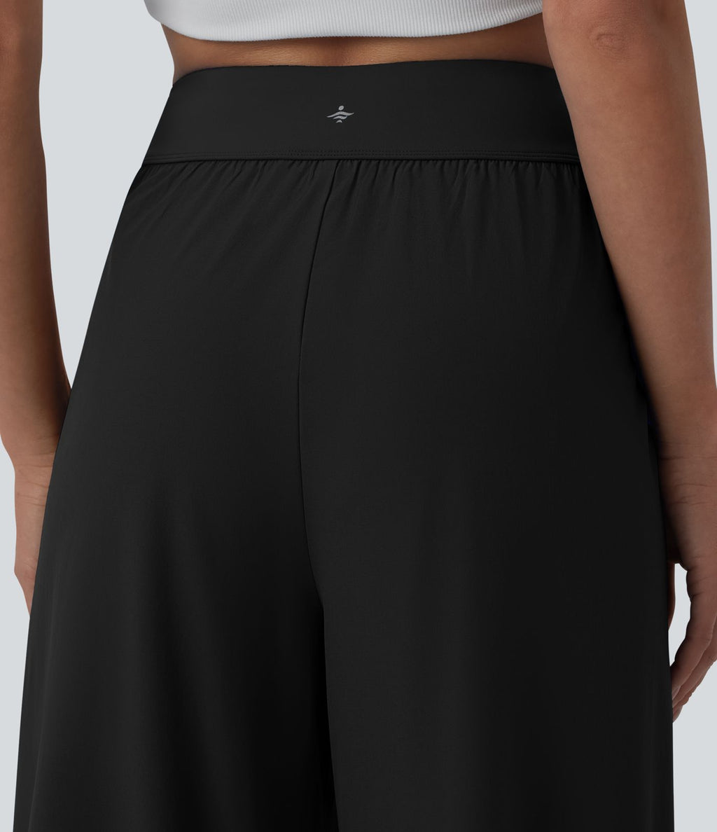 Pantalon large yoga plissé taille haute longueur cheville à séchage rapide Breezeful™ avec poches