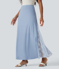 Jupe longue fluide SoftlyZero™ Airy taille haute dentelle contrastante effet frais InstantCool
