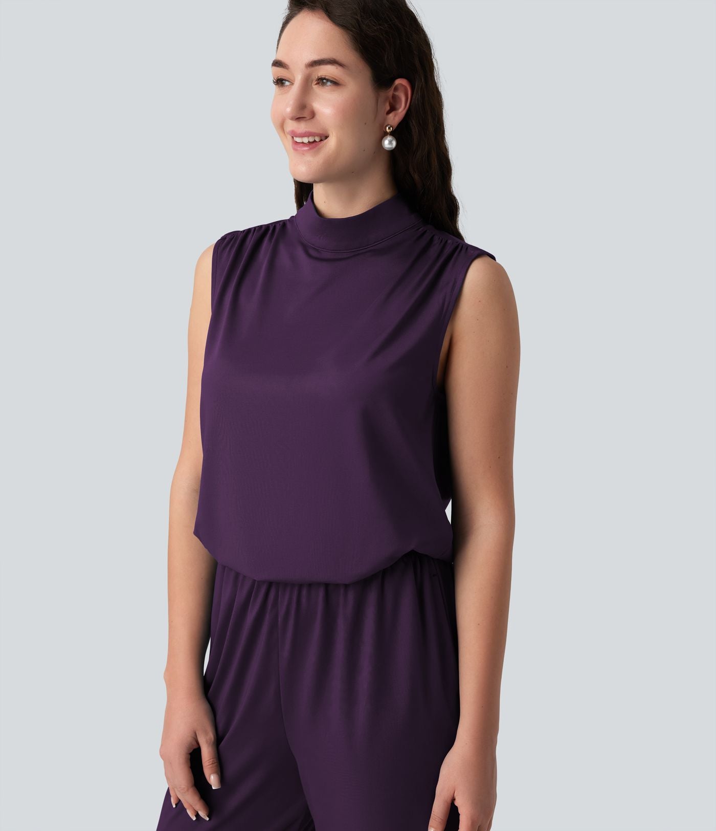 Combinaison mariage et demoiselle d'honneur col montant sans manches coupe droite avec poches - Easy Peasy