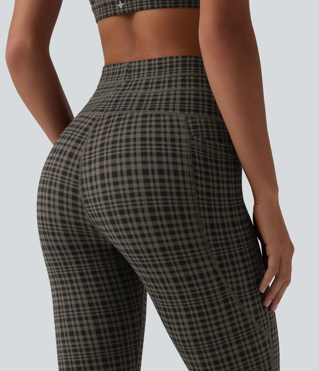 Legging de yoga Halara UltraSculpt™ taille haute avec cordon de serrage imprimé carreaux avec poches