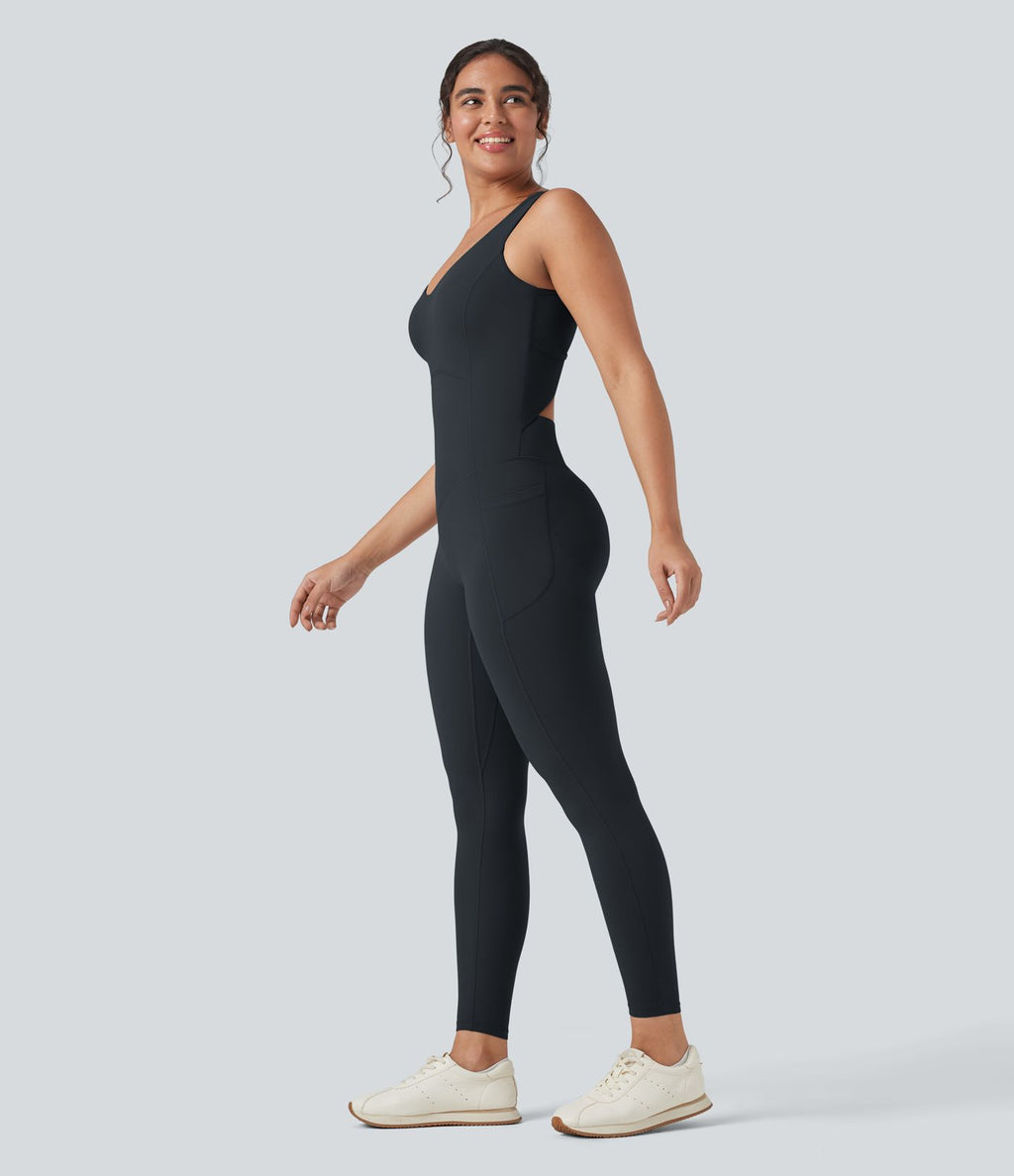 Combinaison de sport Halara UltraSculpt™ col V gainante push-up à poches