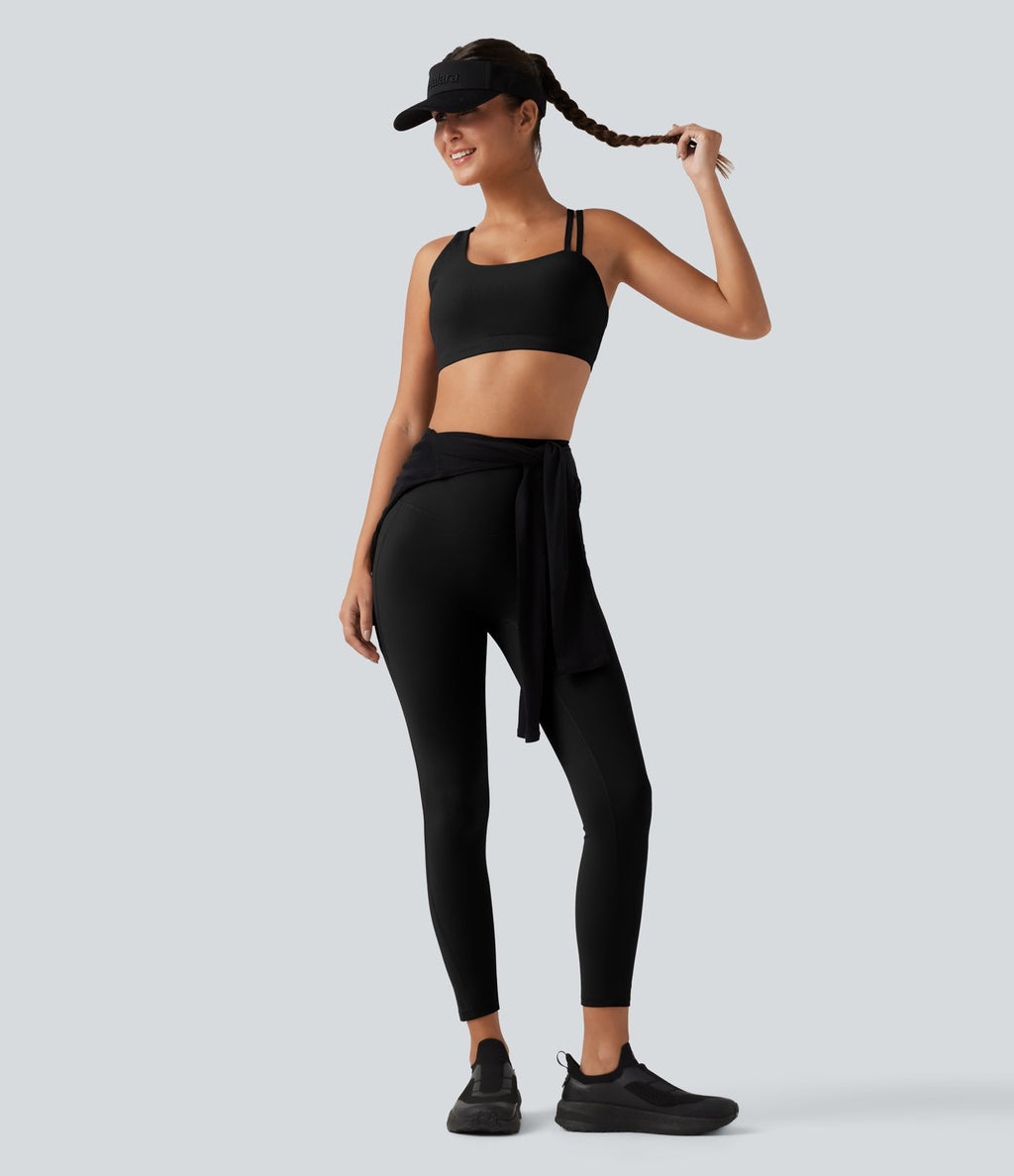 Brassière de running Halara UltraSculpt™ côtelée maintien léger asymétrique avec découpe et coussinets amovibles