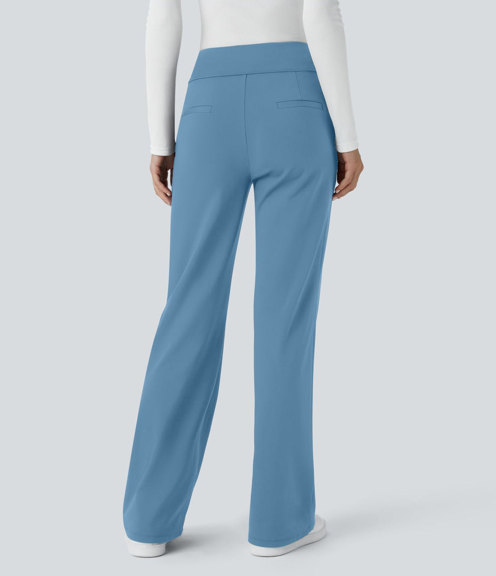 Pantalon tailleur évasé taille mi-haute Halara Flex™ DayStretch avec zip latéral et poches