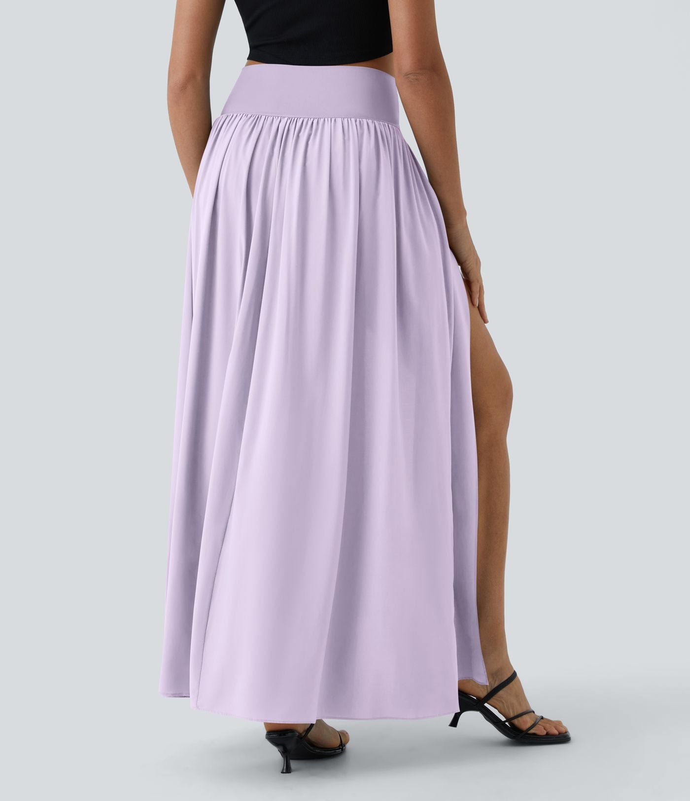 Breezeful™ Jupe Taille Haute Casual Maxi Séchage Rapide Fluide Fente Plissée 2 en 1
