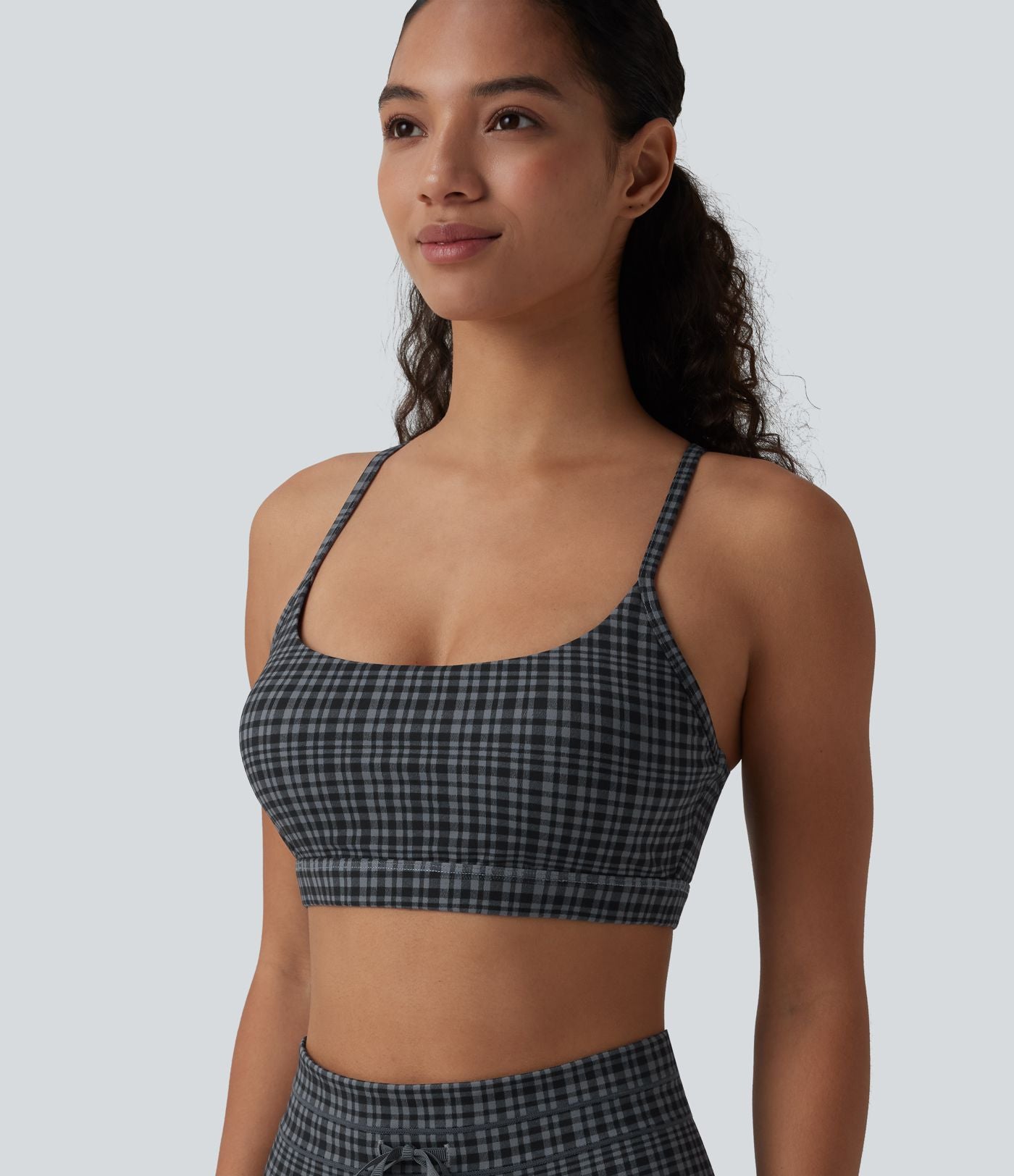 Halara UltraSculpt™ Brassière de sport yoga maintien léger imprimé carreaux
