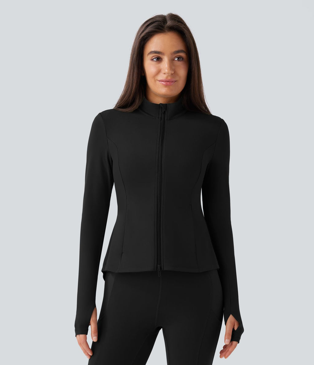 Veste d'équitation ajustée Softlyzero™ avec col montant, passe-pouces, poches, plis et fermeture éclair - Protection UPF50+
