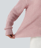 Cardigan décontracté en maille tricotée col V manches longues