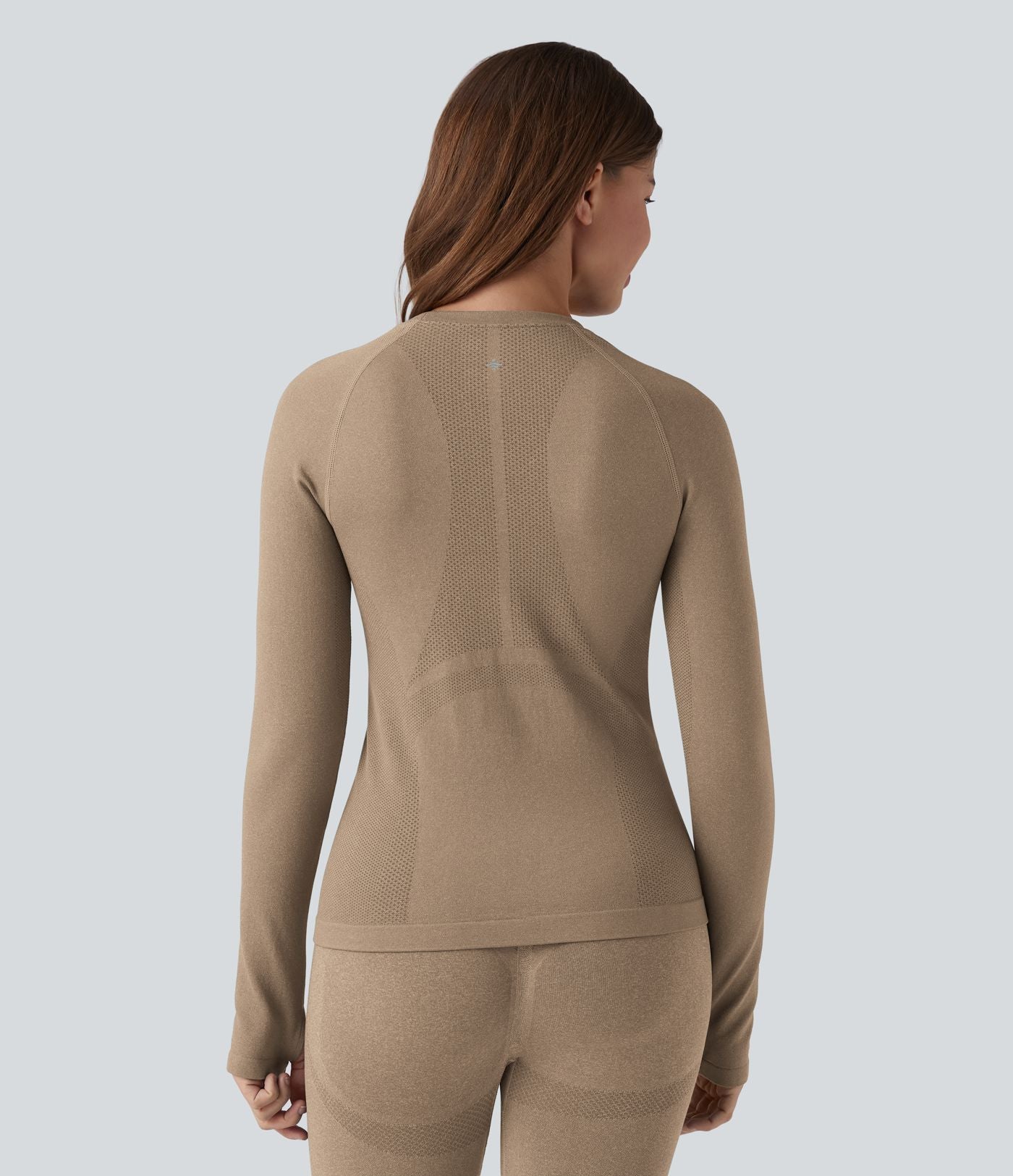 OneForm Seamless Flow Top de sport yoga à col rond, manches longues raglan avec passants pouces
