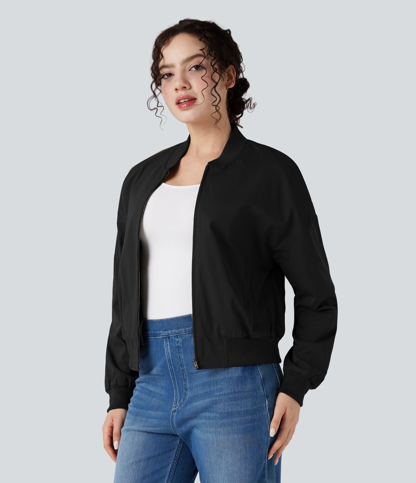 Veste bomber fermeture éclair coupe décontractée avec poches