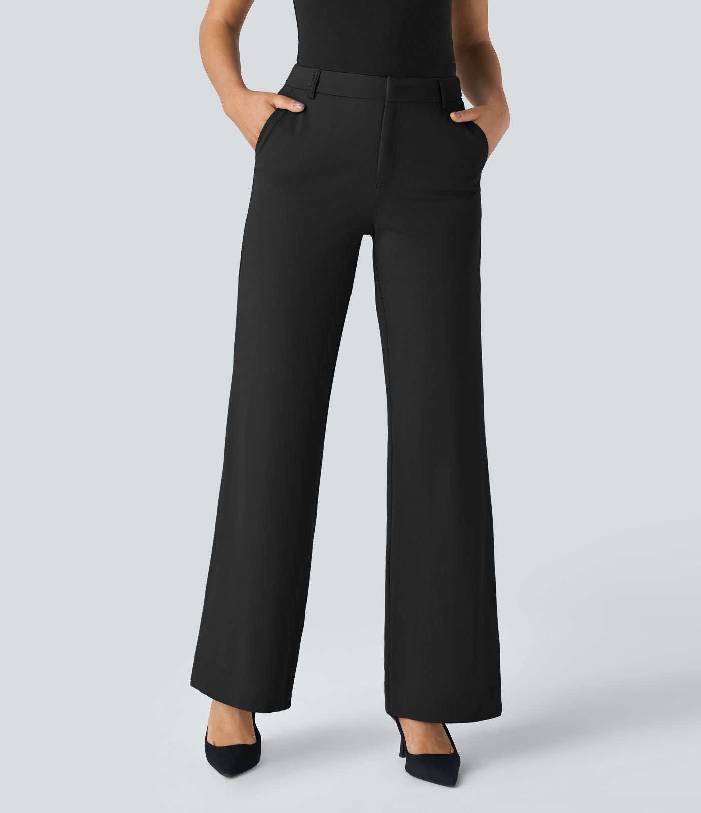 Pantalon de travail Halara Flex™ droit, taille mi-haute, avec poches