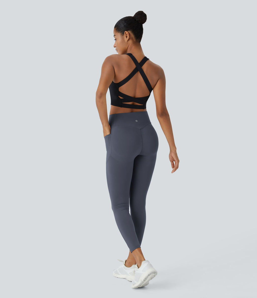 Legging d'entraînement gainant galbant taille haute avec effet scrunch et poches Halara UltraSculpt™