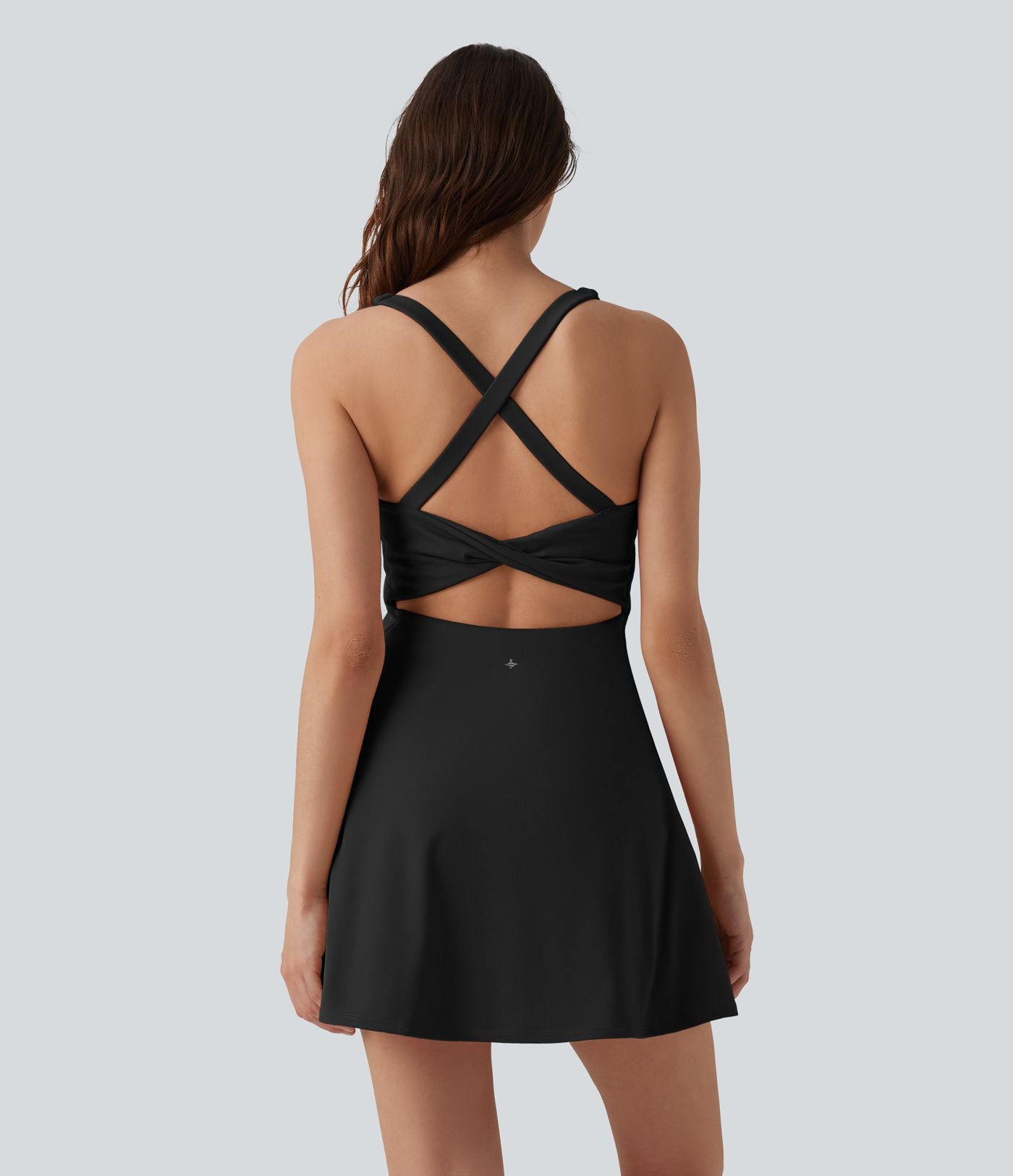 Robe sport danse mini 2-en-1 col V dos nu SoftlyZero™ Plush avec poches - Édition Easy Peasy