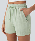 Short tailleur taille moyenne avec cordon de serrage et poches zippées latérales