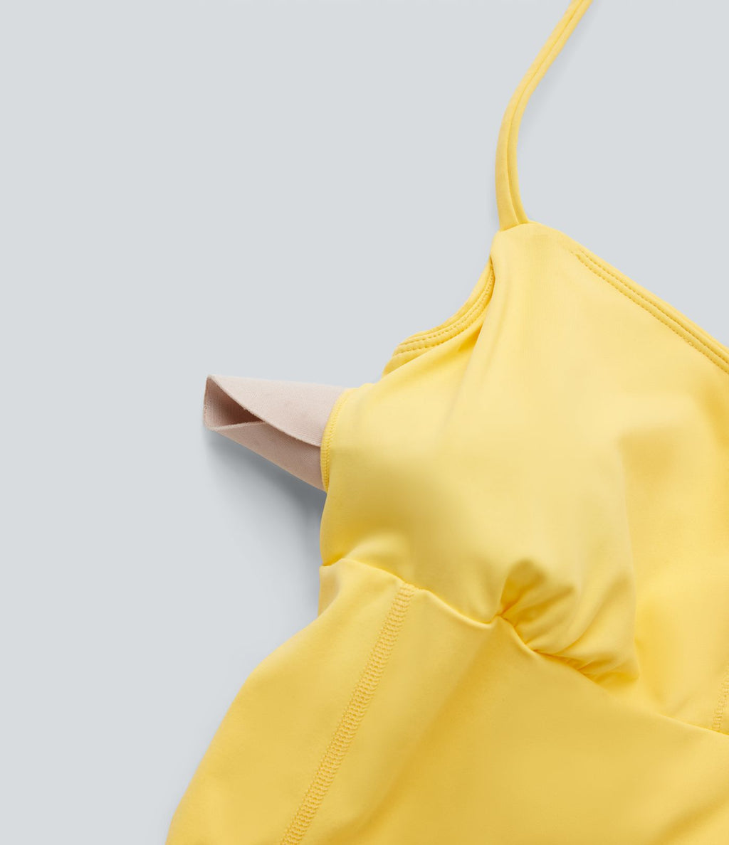 Softlyzero™ Robe-slip Sport 2-en-1 mini aérienne pour danse, effet fraîcheur, dos nu, laçage croisé et poches latérales