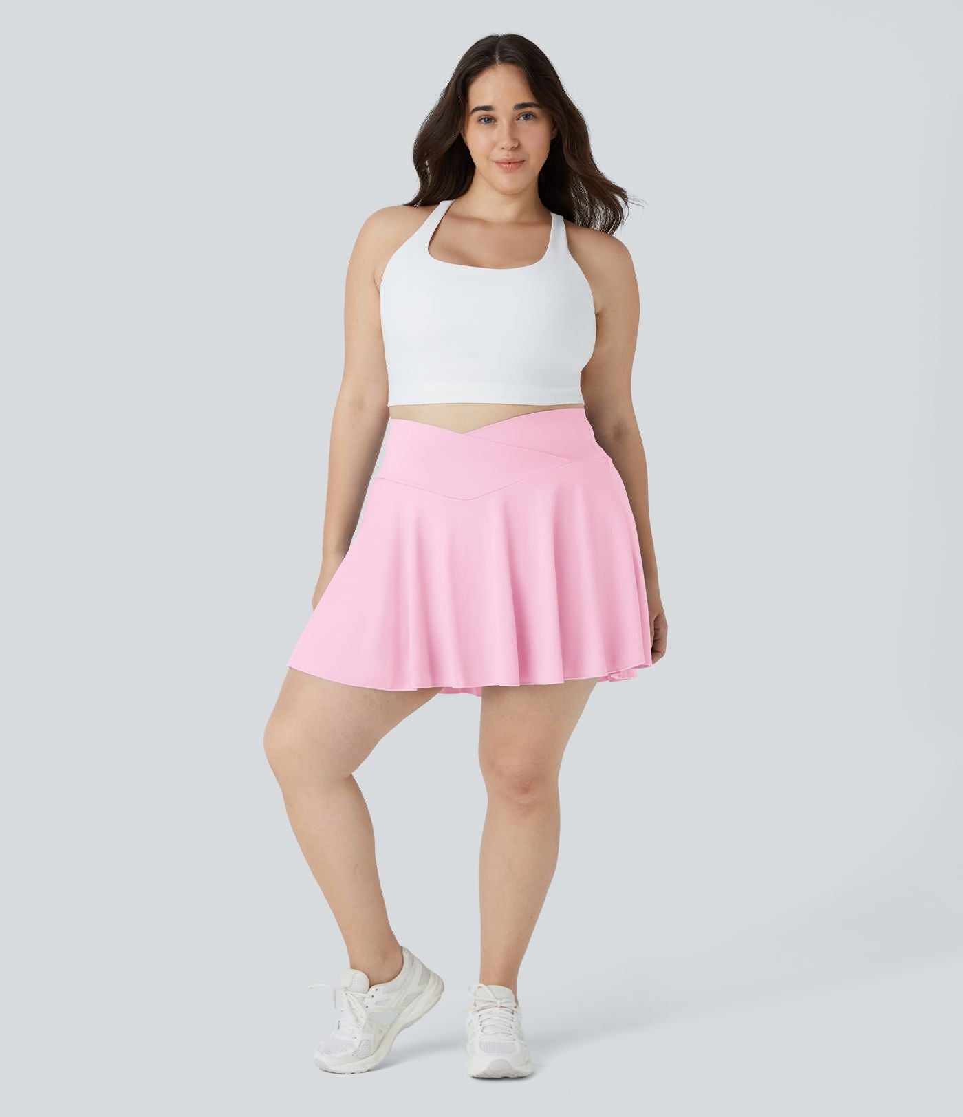 Jupe de tennis SoftlyZero™ Airy confortable 2-en-1 à taille haute croisée avec poches latérales, coupe évasée grande taille effet frais InstantCool, protection solaire UPF50+