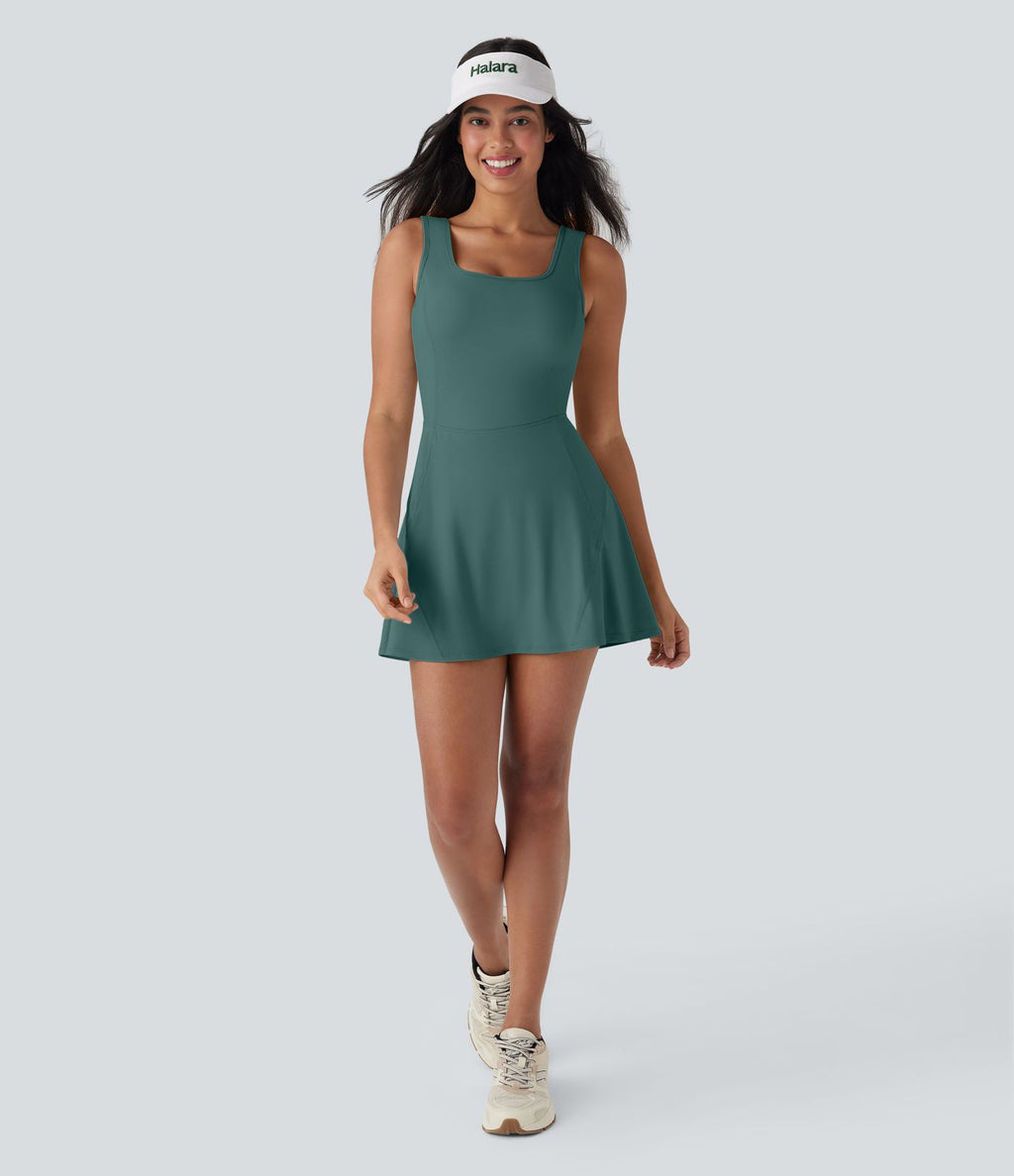 Robe SoftlyZero™ Airy de danse mini 2-en-1 dos nu, col U, bretelles croisées, poches latérales et effet frais InstantCool, accès facile Easy Peasy