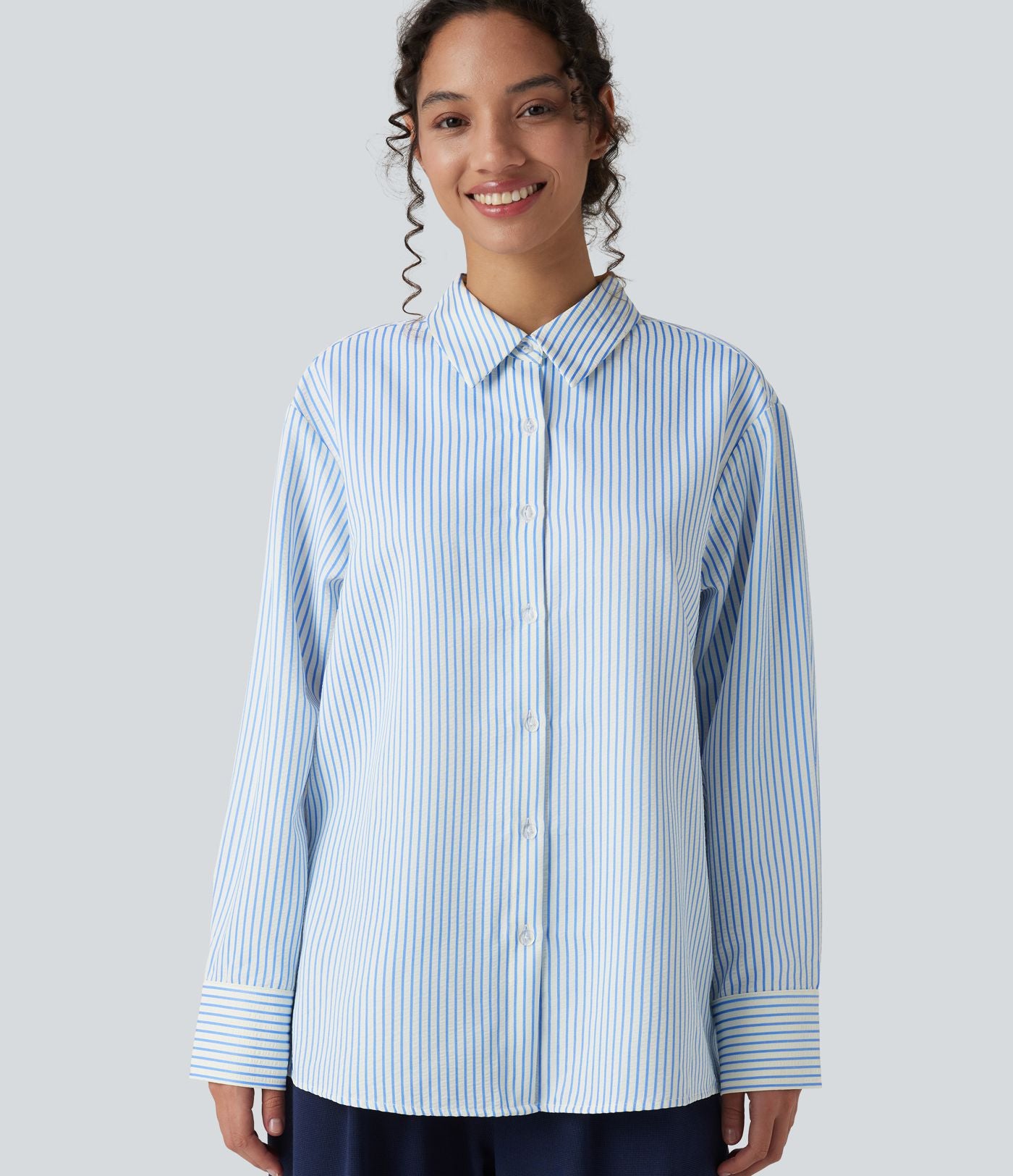 Chemise tailleur oversize manches longues à rayures