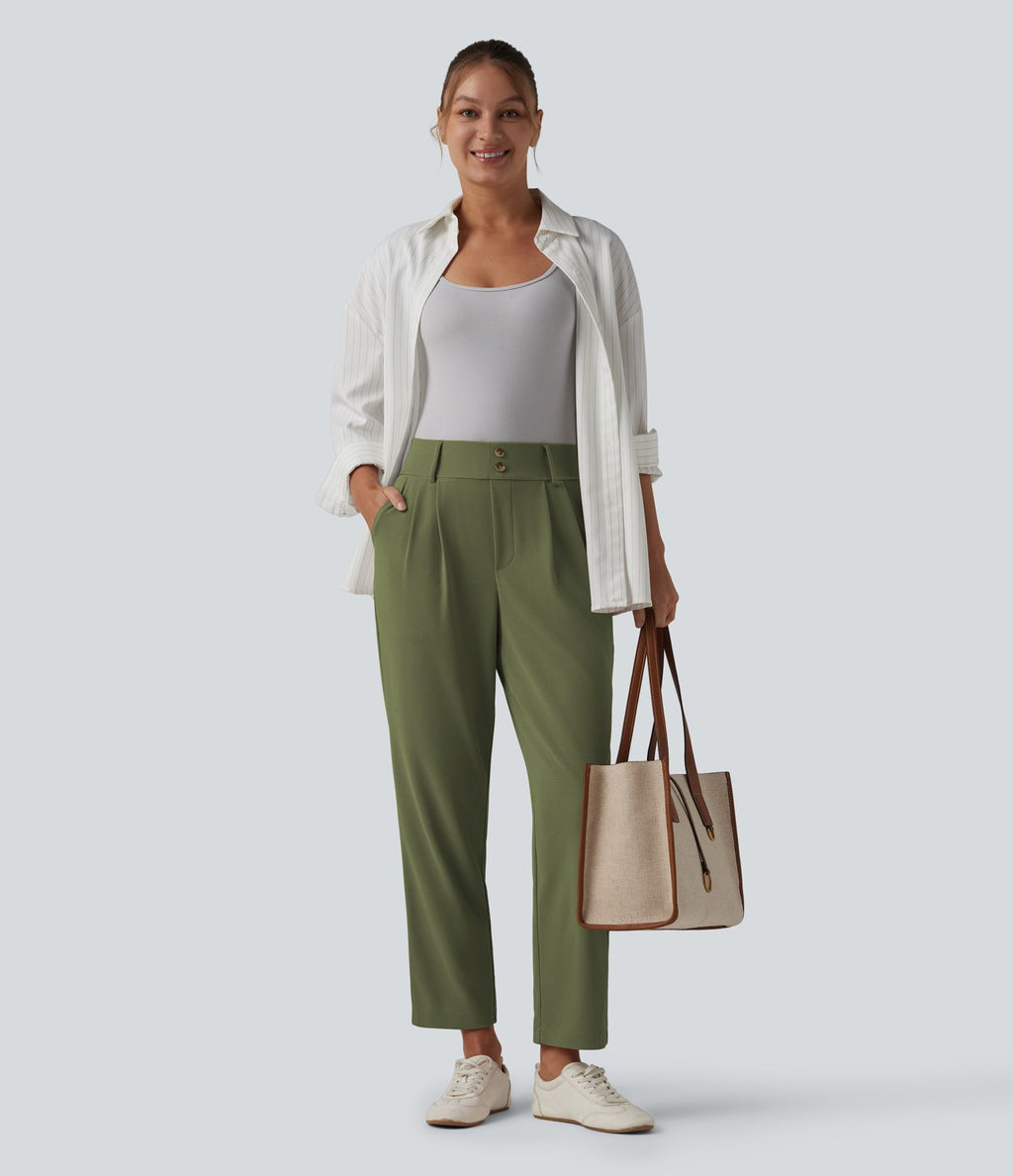 Halara Flex™ Pantalon tailleur fuselé taille haute en tissu gaufré avec poches
