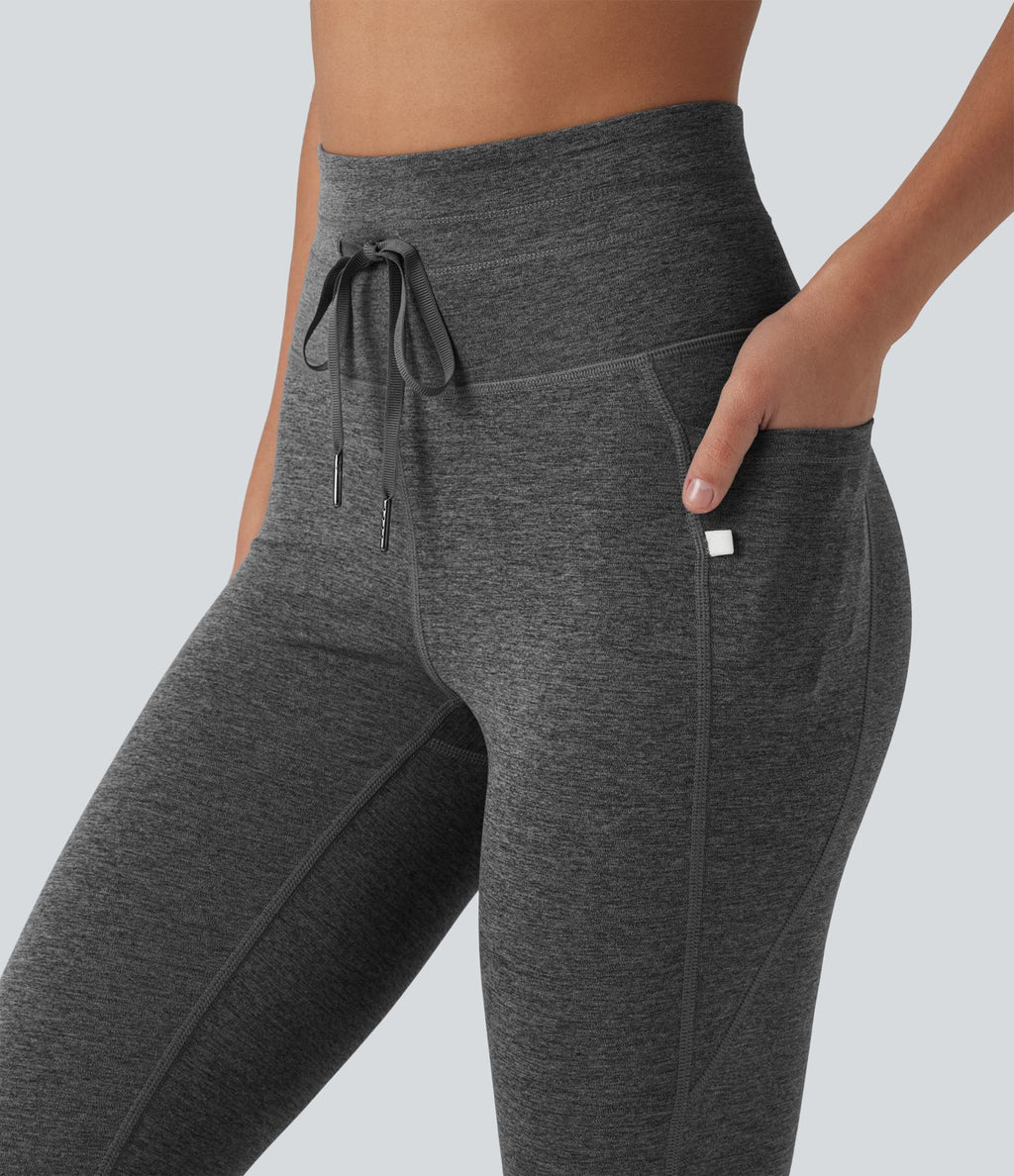 Legging 7/8 de yoga chiné taille haute séchage rapide avec cordon de serrage Halara UltraSculpt™ et poches