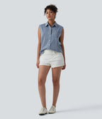 Halara Flex™ Chemise décontractée sans manches en denim avec poche