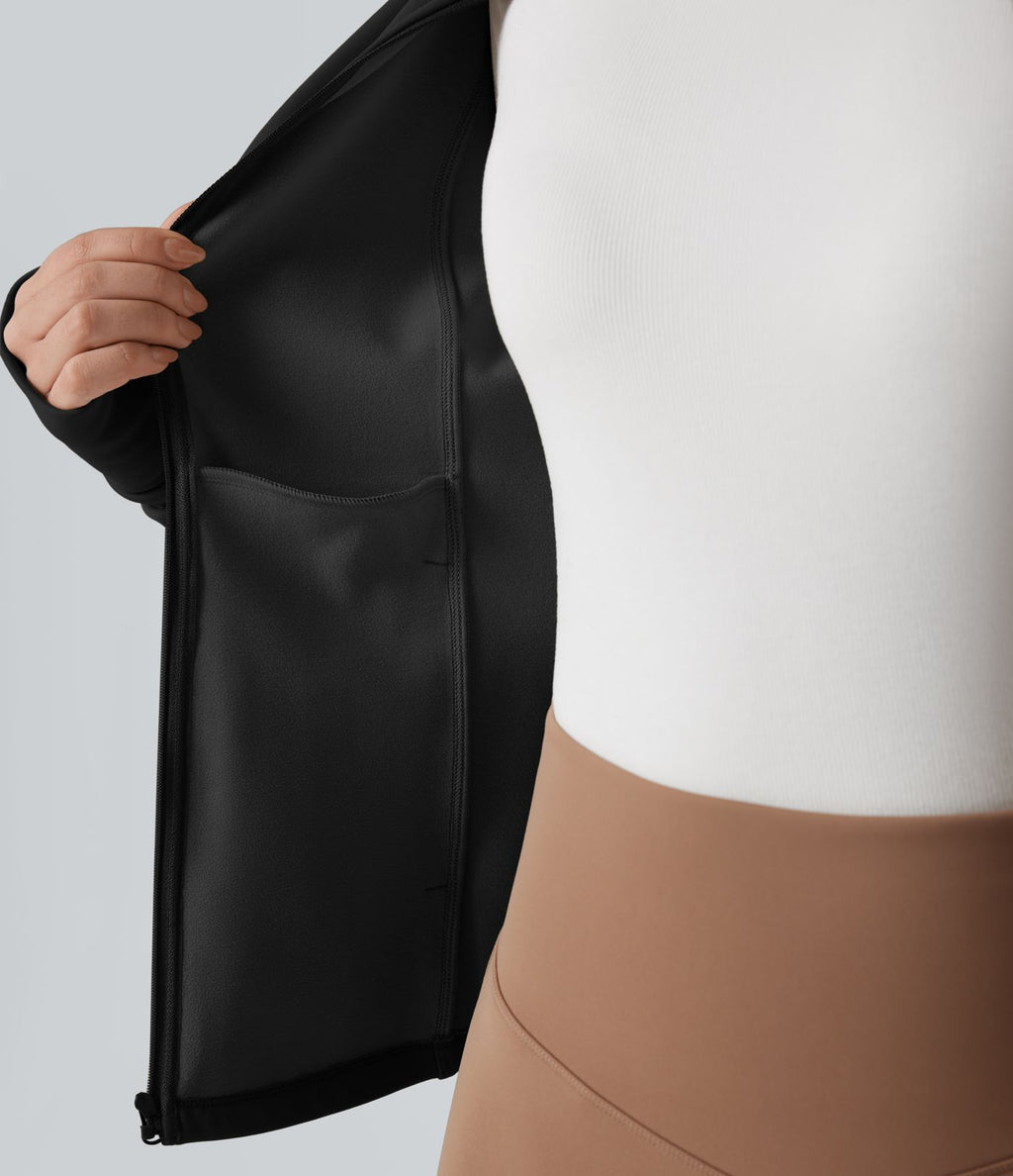 Veste d'entraînement polaire manches longues avec trous pouces et poches