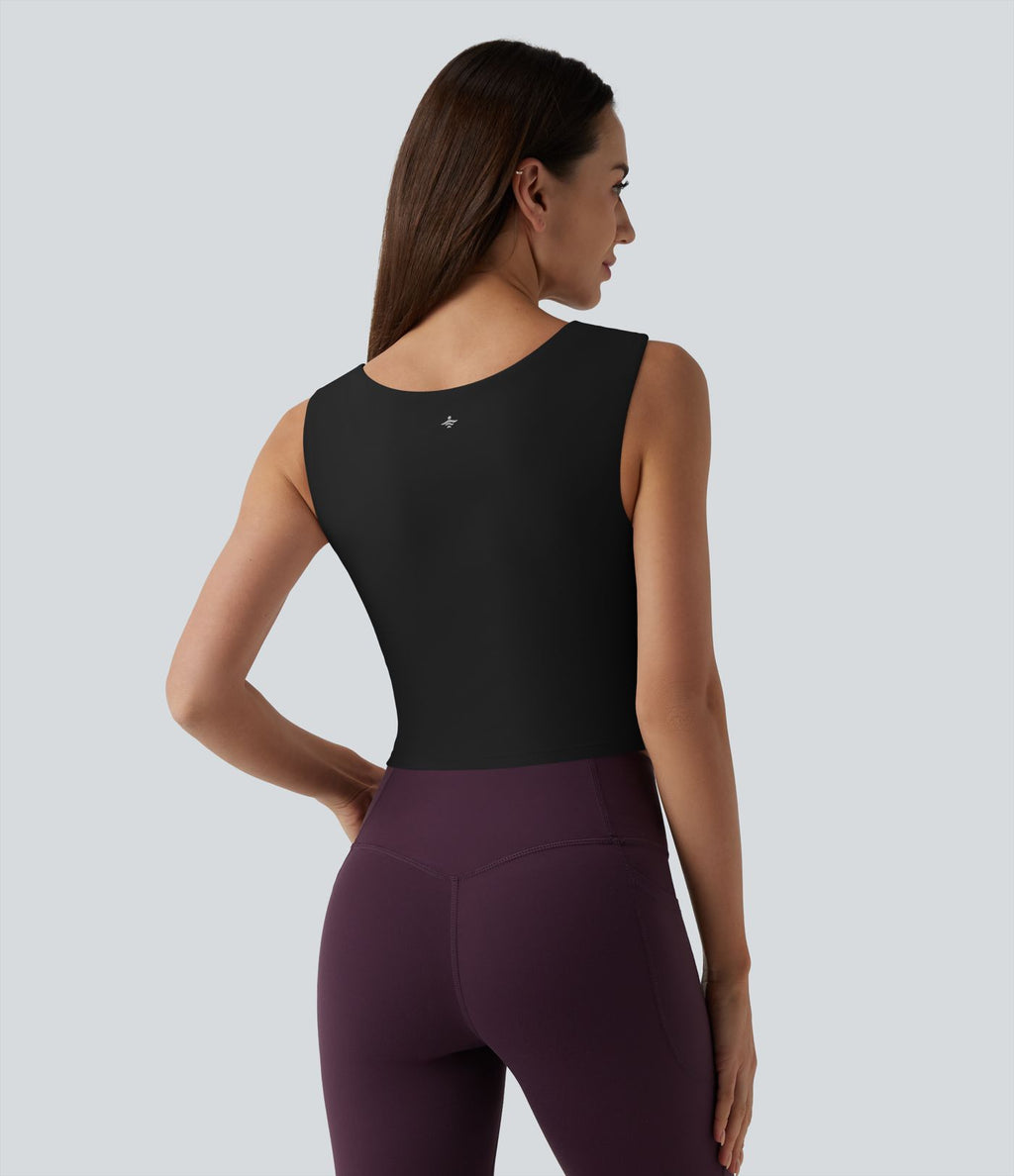 Débardeur de yoga court col Queen Anne SoftlyZero™ Plush