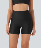 Short cycliste 12,5 cm de course gainant taille haute brillant avec poches